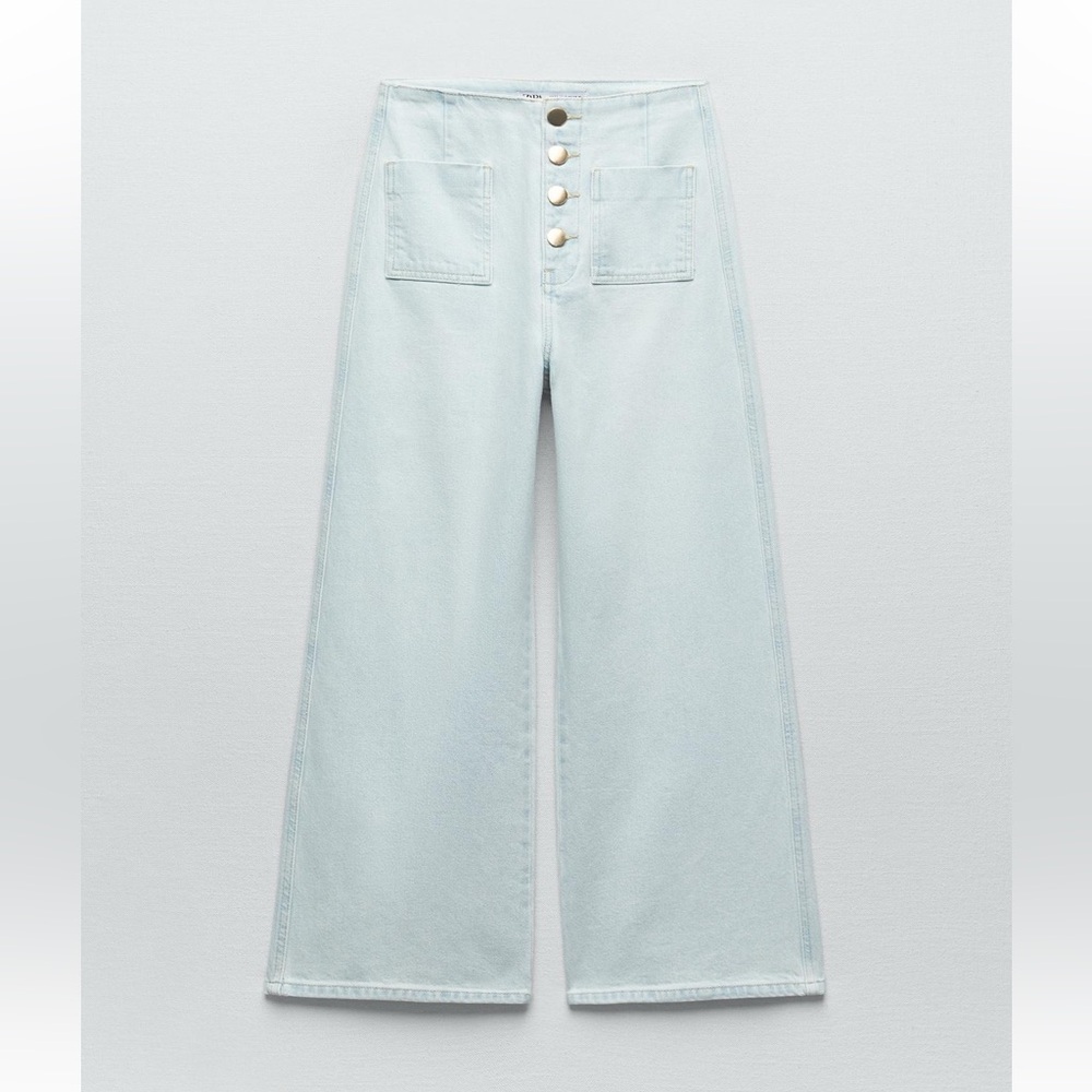 ZARA High-waisted Z1975 Cropped Wide Leg Jeans